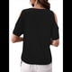 thumbnail image 3 of Blusas con Hombros Descubiertos para Mujer, Grandes, Cuello en V, Corta, Ropa de Verano, Túnicas Abotonadas, Negras, Talla 4XL, 3 of 7