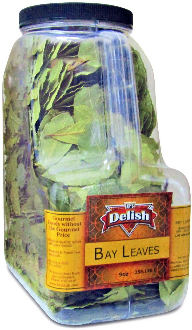 Gourmet Dried Whole Bay Leaves by Its Delish - 9 OZ Gallon Size Jug with Handle - Natural Bay Leaf Dried Herb Spices for Commercial Kitchens, Foodservice & Restaurants - Great for Cooking, Baking