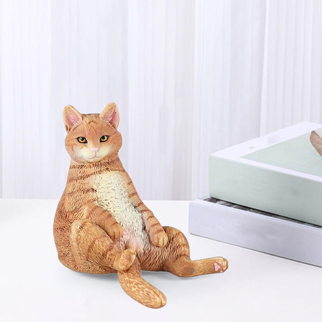 Figurita de gato de simulación Macarena colección juguete naranja
