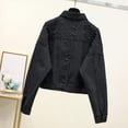 thumbnail image 4 of FRSASU Jean Jacket Women Trendy Embellished Button Down Vintage Western Trucker Jacket Long Sleeve Coat Black, 4 of 8