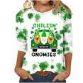thumbnail image 1 of lcziwo T-Shirts de la Saint-Patrick pour Femmes Haut Imprimé Vert Trèfle Irlandais Graphique Manches 3/4 Blouses Col Rond Tunique Chanceuse T-Shirt Grande Taille, S-5TG TTG, 1 of 3