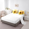 thumbnail image 5 of Feelyou Blooming Sunflower Bedding Comforter Set 7pcs, White Gold Watercolor King Bedding Sets, Rustic Flower Floral Reversible Bed Sheets, Ultra Soft Bedroom Decor, 5 of 8