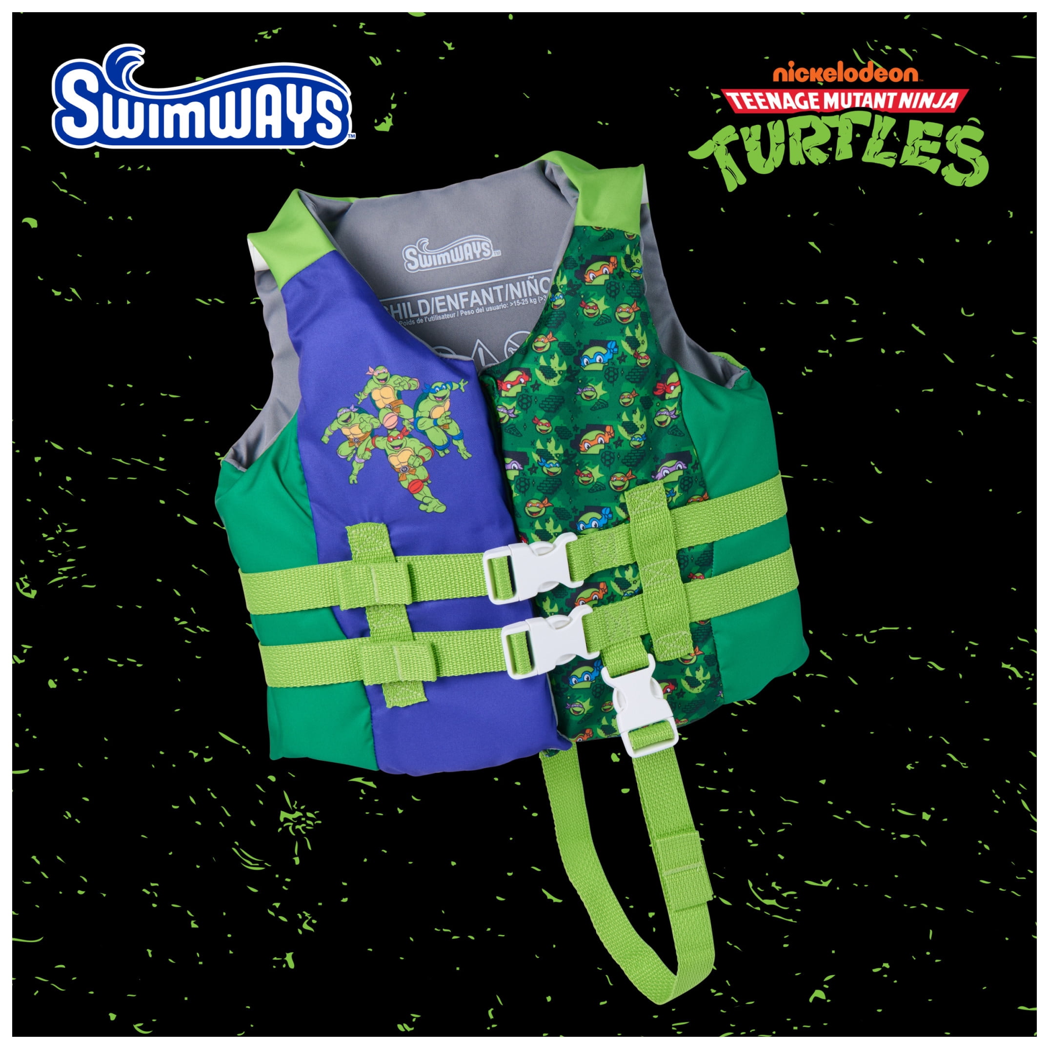SwimWays TMNT Life Jacket, USCG Approved Life Vest for Kids 33-55 lbs