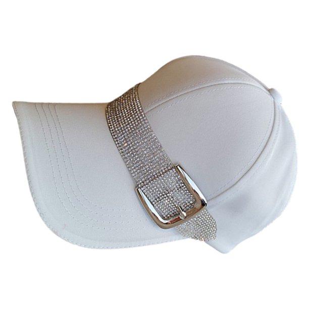 Gorras de béisbol Jumpingount Rhinestone Sombreros Ajustable Cola de caballo Blanco