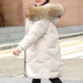 thumbnail image 4 of Ruyang Teens Girls Padded Puffer Coat Winter Quilted Down Parka Coats Warm Windproof Lightweight Zip Fuzzy Hooded Jackets, 4 of 9