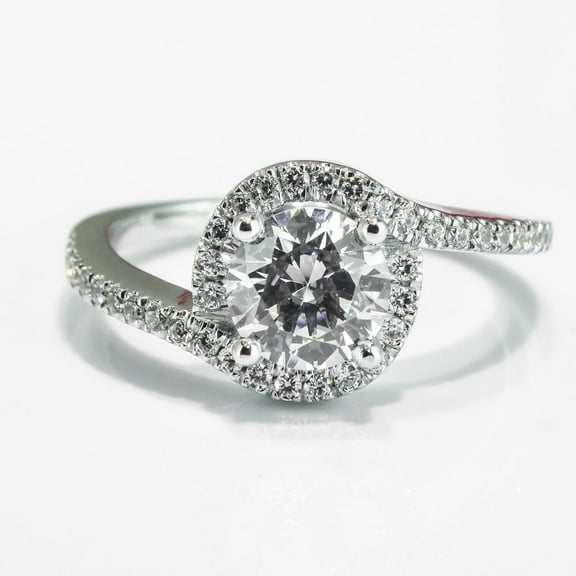 Bypass Halo Diamond Promise Ring For Her 1.8 Ct Diamond 14K White Gold Over