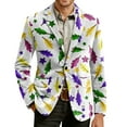 thumbnail image 4 of Mardi Gras Blazer for Men Lightweight Corduroy Carnival Themed Pattern Two Button Parada Party Slim Fit Jacket with Pockets, 4 of 5