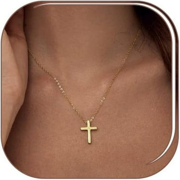 Dainty 14k Gold/Silver Plated Cross Necklace for Women - Minimalist and Fashionable Jewelry