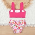 thumbnail image 6 of Fesfesfes Girls Summer Swimsuits Casual Cute Floral Print Double Ruffle Sling Swimwear Beach Swimsuits Split Two-Piece Bikini Sets, 6 of 9