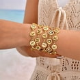 thumbnail image 4 of PAURO Letter Bracelets for Women Disc Initial A-Z Cute Name Stainless Steel Charm Personalized Dainty Simple Cuff Capital Monogram Jewelry Gold Letter H, 4 of 6
