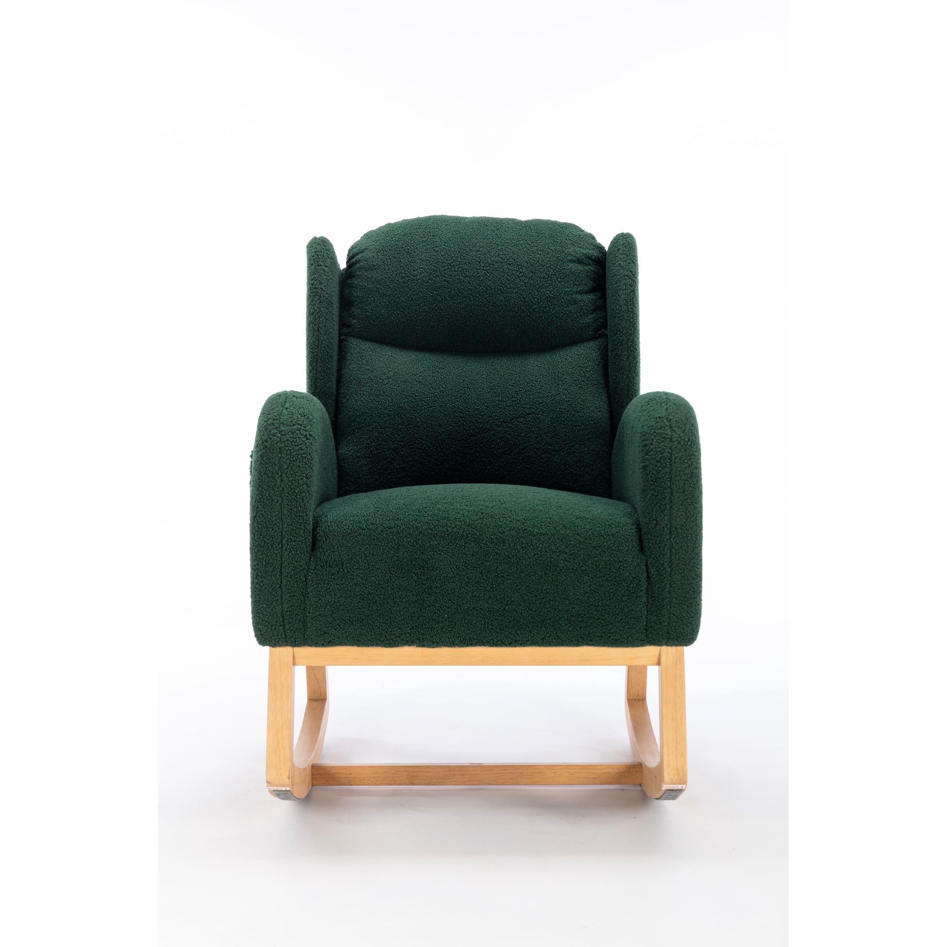 Cotton Filled Rocking Chair With Fabric And Wooden Base For Bedroom Sponge Wood Elements