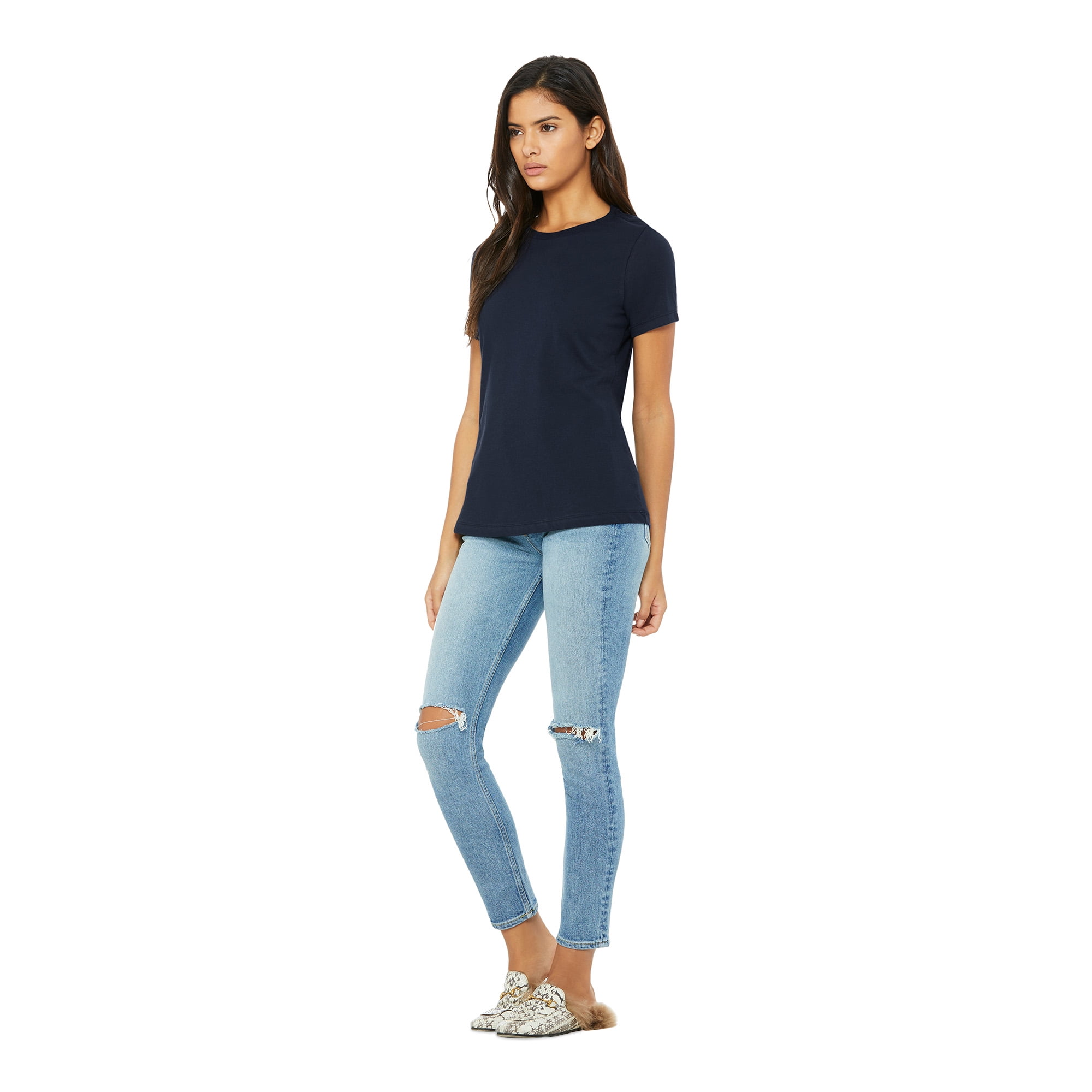 BELLA+CANVAS Women's Relaxed Crew Neck T-Shirt for Crafting, Navy, XXLarge