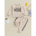 thumbnail image 2 of Bagilaanoe 2PCS Toddler Baby Girl Pants Set Letter Leopard Print Long Sleeve Sweatshirt Pullover Tops + Sweatpants 6M 12M 18M 24M 3T Kids Casual Sweatsuits, 2 of 9