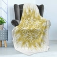 thumbnail image 4 of Mandala Soft Flannel Fleece Throw Blanket, Geometric Elements Vintage Vivid Motif Oriental Style, Cozy Plush for Indoor and Outdoor Use, 60" x 80", Yellow and White, by Ambesonne, 4 of 5