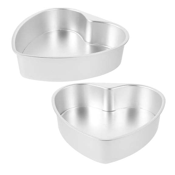 DEEPCRAFF Plated Silver Aluminum Heart Cake Moulds Set Non-Stick for Home Baking 2Pcs