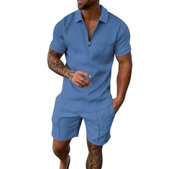 ANINEO Men Shirt And Shorts Sets Summer Outfits Casual Short Sleeve Suit For Men 2 Piece Shorts Tracksuit Sets Solid Color Male Outfits Sets