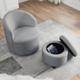 thumbnail image 2 of Juiluna Swivel Barrel Chair With Round Storage Chair, Storage, Soft Cushion 360° Rotation Upholstered Round Chair For Living Room, Bedroom, Office, Kids Room, 2 of 9