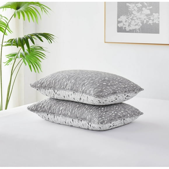 Southshore Fine Living Inc. Fundas de almohada grises de 22.0 x 22.0 in. Juego de 2 fundas de almohada europeas, fundas de almohada acolchadas de 22.0 x 22.0 in, para combinar con la decoración del do
