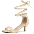 thumbnail image 1 of BLISSFUL STEP Women's Open Toe Kitten Heel Lace Up Fastening Sandals, 1 of 7
