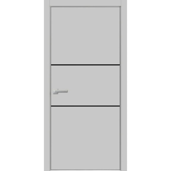 Modern Wood Interior Pre-Hung Door with Hardware | Planum 0014 Matte Grey | Single Panel Frame Trims | Bathroom Bedroom Sturdy Doors-18" x 84"
