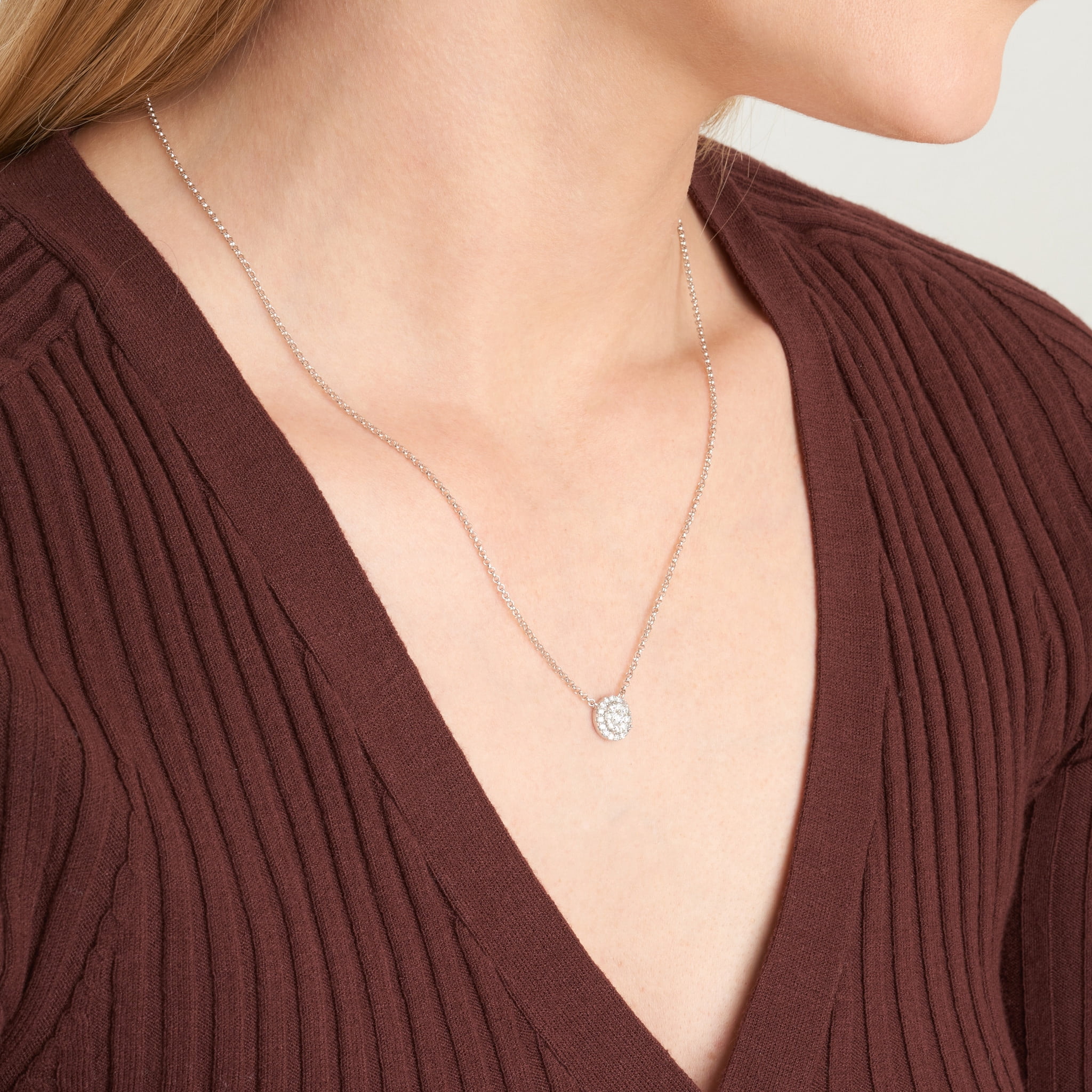 Forever Facets 1/2 CT TW Lab Grown Diamond Necklace in Platinum over Sterling Silver, Adult Female