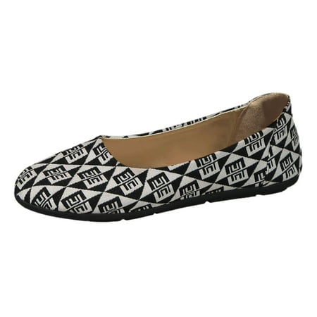 

Shoes For Women Casual Colour Blocking Round Head Printing Shallow Mouth Flat Bottom Casual Comfortable Big Size Single Shoes Casual Shoes Womens Sneakers