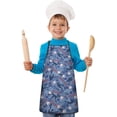thumbnail image 2 of Blue Baseball Silhouette Pattern Kids Aprons for Girls and Boys,Adjustable Neck Strap Toddler Aprons for Kids Cooking Baking, 2 of 7
