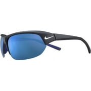 Nike Skylon Ace Men's Matte Black Semi-Rimless Sport Wrap Sunglasses with Blue Mirror Lens - EV1125 - Italy