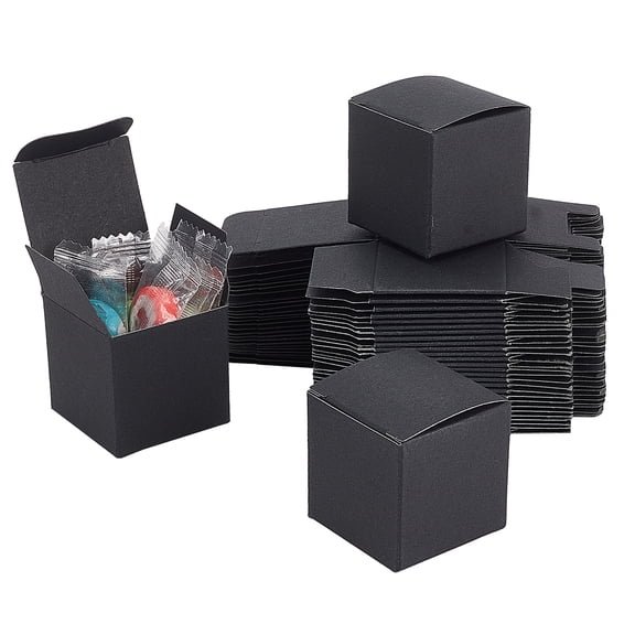 30Pcs Foldable Creative Kraft Paper Box Wedding Favor Boxes Favour Box Paper Gift Box Square Black 4x4x4cm 30pcs