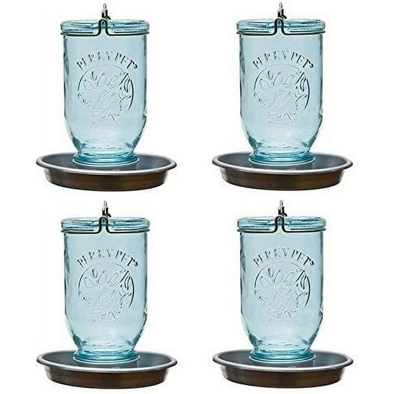 Perky-Pet Mason Jar Wild Bird Waterer - Hanging Outdoor Bird Water Dispenser - Pack of 4