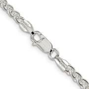 Auriga 925 Sterling Silver 3 mm Round Spiga Chain Necklace for Women 22