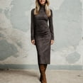 thumbnail image 2 of QHFBli Robes en Faux Cuir Suédé pour Femmes Robe Babycon Col Roulé Robe de Travail Formelle Robe de Mode pour Invité de Mariage, 2 of 5