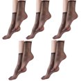 thumbnail image 4 of 5 Pairs Silk Super Thin Sheer Ankle High Socks for Women Nonslip Elastic Top Stretch Breathable Nylon Stockings Gift, 4 of 8