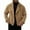 Khaki, variant on Men Wool Blend Bomber Jacket Notched Lapel Collar Zip Up Coat Fall Lightweight Slim Fit Biker Coat with Pockets
