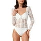 thumbnail image 1 of INSPIRAR CHIC Top de Bodysuit de Encaje Transparente de Manga Larga Versátil M Blanco, 1 of 6