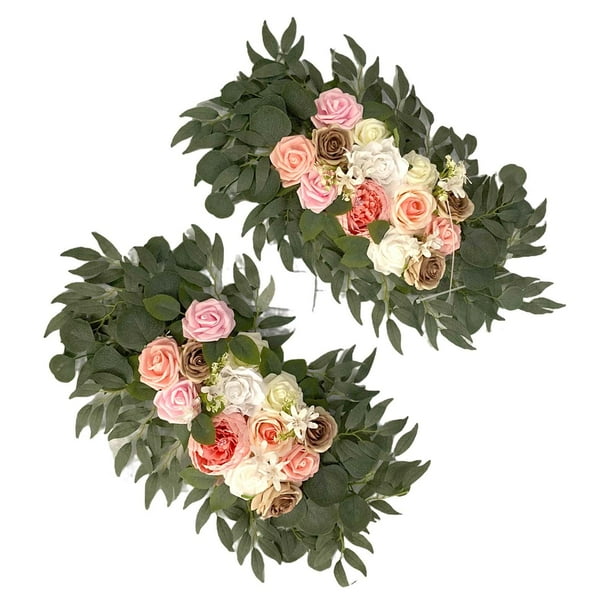 Guirnalda de flores artificiales colgantes, flores de boda, guirnalda de ratán con rosas artificiales Aleatorio