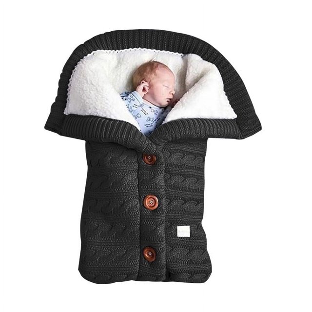 Saco de dormir para cochecito de bebé de invierno, saco de dormir de punto para bebé al aire libre, forro de vellón de lana, cojín grueso