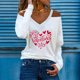 thumbnail image 2 of Mujeres Casual Impreso Sexy Manga larga Cuello en V Jersey Fuera del hombro Blusa Camiseta Tops Pompotops gfhjh22958, 2 of 4