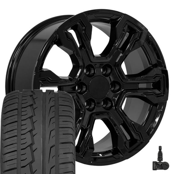 OE Wheels CV65 20 Inch Rims and Tires Fit Silverado 1500 ZR2 Style 6x139.7 20x9 Gloss Black - Hollander 14089 - iMove Gen 2 275/55-20 (Set of 4)