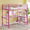 Pink - Full, variant on UBesGoo Twin Loft Bed with Desk and Drawers, Metal Loft Bed with Storage Shelves, Charging Station and LED Lights, Black