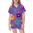 thumbnail image 4 of Halloween Short Sleeve Pajamas 2 Piece Set, B·oys G`irls Sugar Skull Pumpkin Print Sleepwear, Loungewear Home Wear Multiple Sizes 80-160, 4 of 5