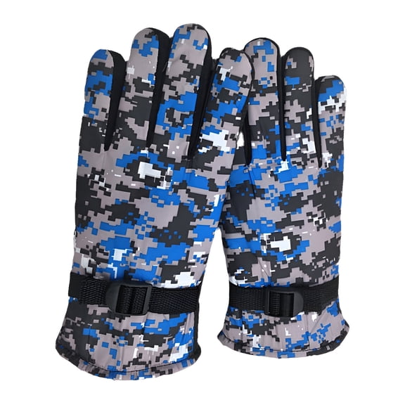 FLORNIX 1Pair Mens Gloves for Cold Weather Thickened Fleece Snow Gloves Women Warm and Cozy Winter Gloves Blue
