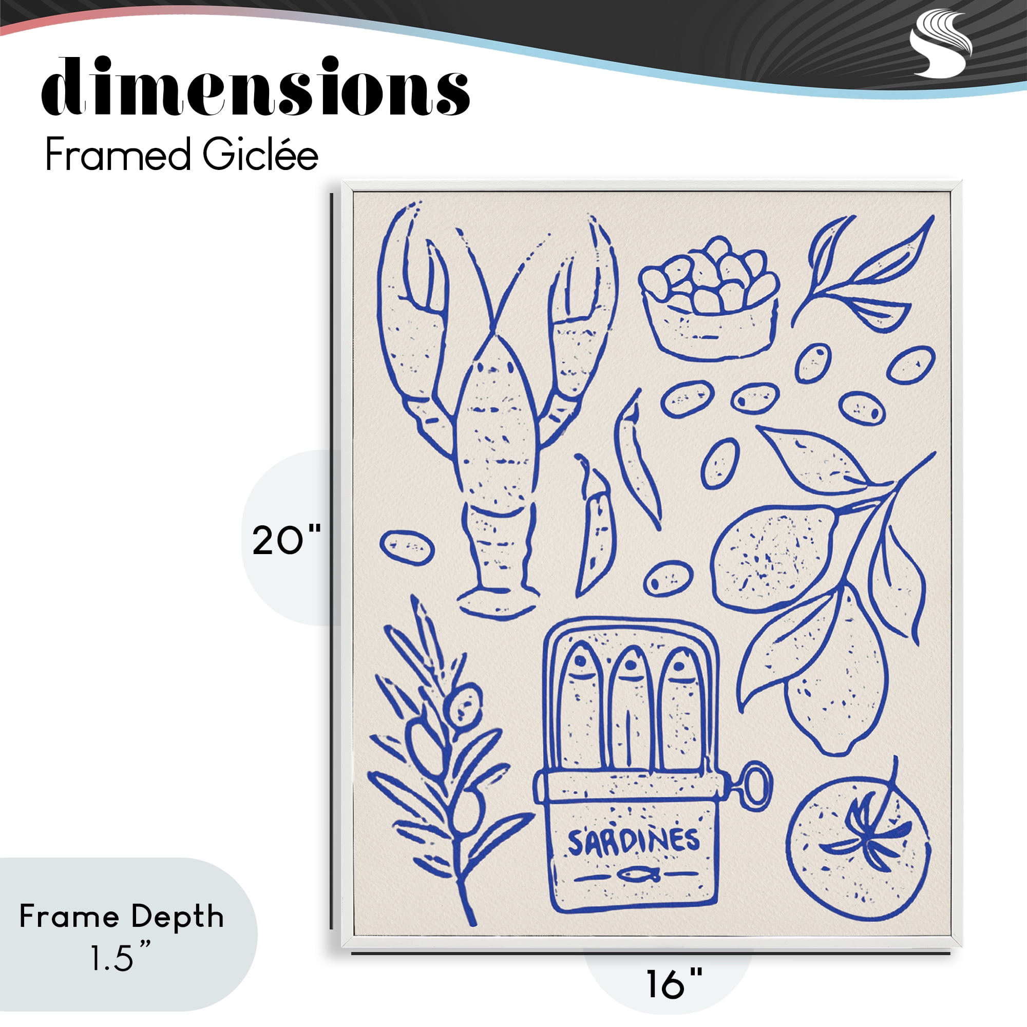 Stupell Industries Seafood & Herbs Simplicity White Framed Giclee Art, design by Camila Juncos