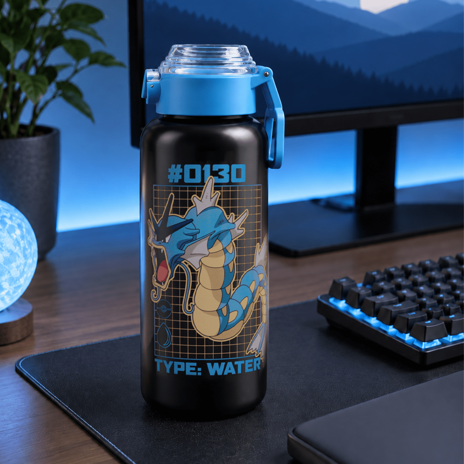 Pokémon Gyarados 32oz Stainless Steel Water Bottle with Flip Lid and Spout