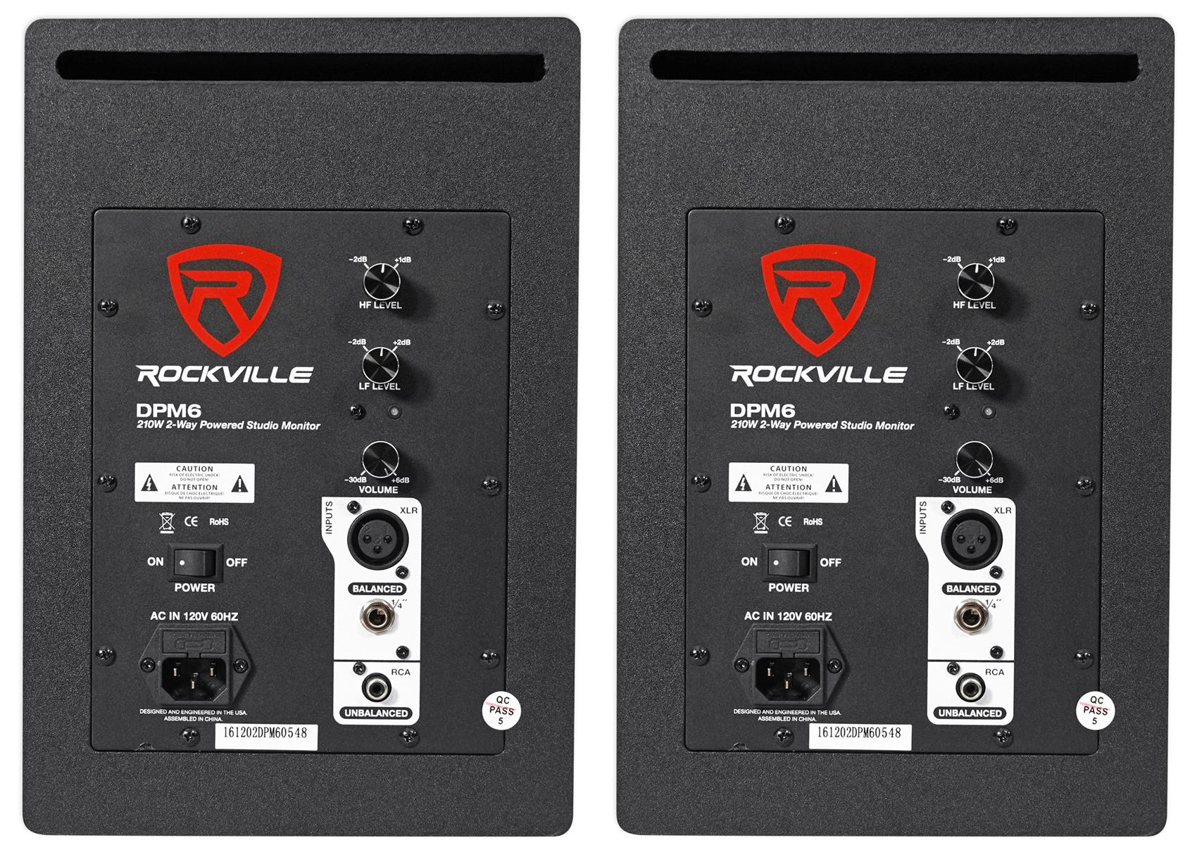 (2) Rockville DPM6B Dual Powered 6.5" 420 Watt Active Studio Monitor Speakers - image 4 of 7