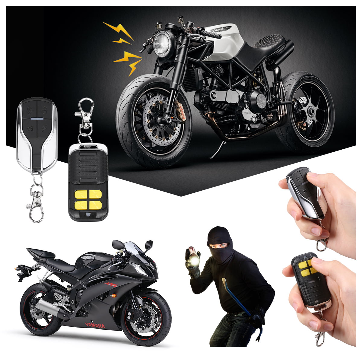 Qiilu Motorcycle Bike Anti-theft Security Alarm System Remote Control 12V 