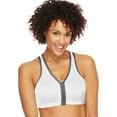 thumbnail image 2 of Hanes Womens ComfortFlex Fit Easy On Zip Front Wirefree Sports Bra, 2XL, White, 2 of 2