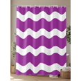 thumbnail image 4 of Shower Curtains Purple and White Stripes Bath Curtain Sea Wave Waterproof Bathroom Shower Curtain Set with Hooks Decoration 72 x 84 Inches, 4 of 7