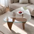 thumbnail image 3 of GZXS Modern Coffee Table, 43.3" Triangle Center Table with Glass Top for Living Room, Easy Assembly, Clear & Brown, 3 of 6
