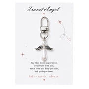 Travel Guardian Angel Keychain Safe Travel Charm Protection Gift Good Luck Angel Luggage Bag Charms Gift for Flight Attendant Pilot Graduation Backpack Car Mirror Accessory